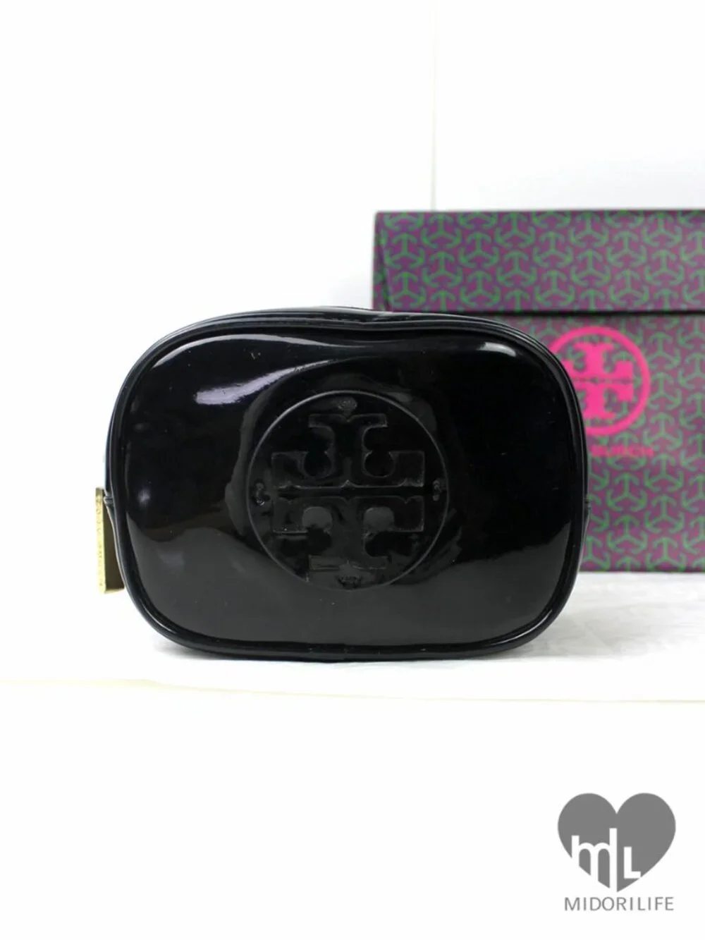 TORY BURCH Patent Leather Mini Miller Cosmetic Case